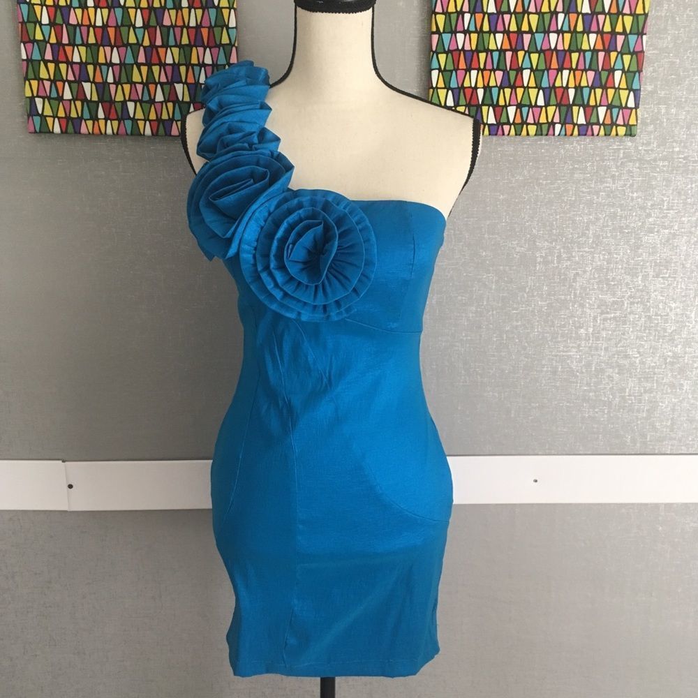 Blue Daisy Mini Cocktail Dress
